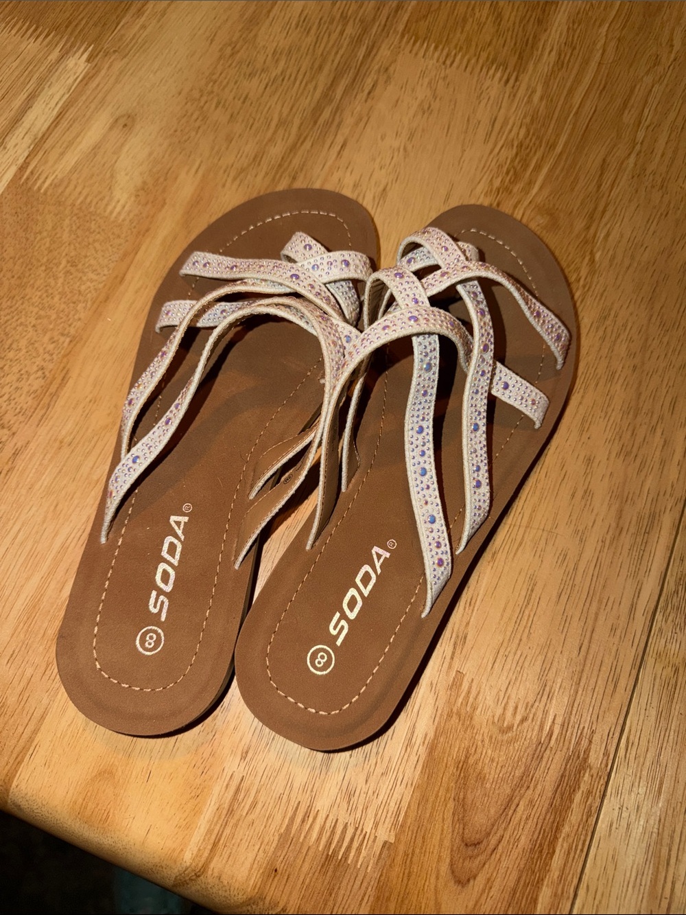 Soda Brown Flip Sandals with Sparkle-Strap Detail